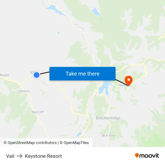 Vail to Keystone Resort map