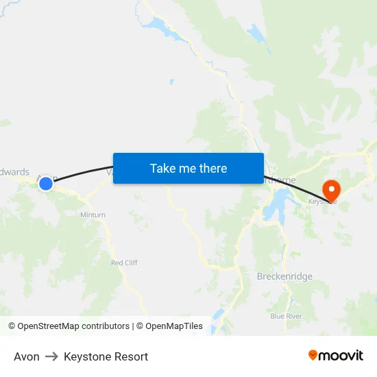 Avon to Keystone Resort map