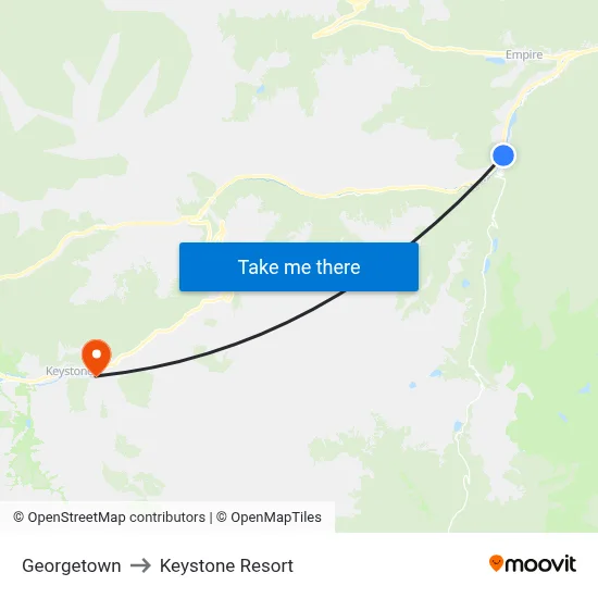 Georgetown to Keystone Resort map