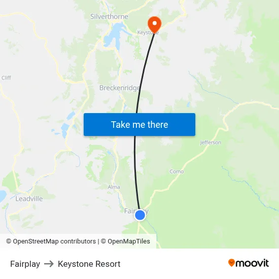 Fairplay to Keystone Resort map