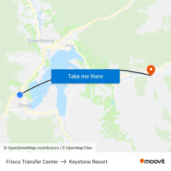 Frisco Transfer Center to Keystone Resort map