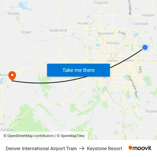 Denver International Airport Train to Keystone Resort map