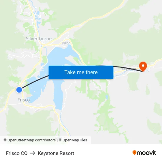 Frisco CO to Keystone Resort map
