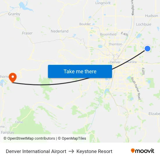 Denver International Airport to Keystone Resort map