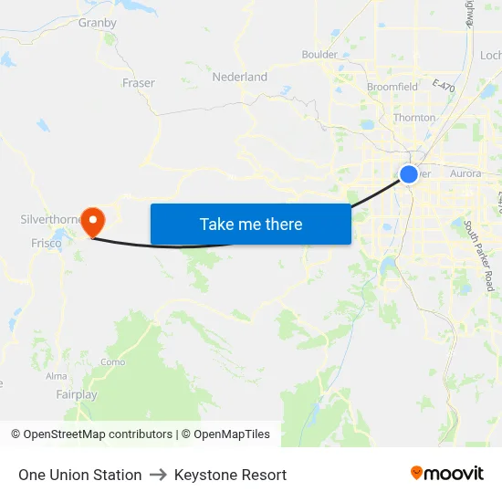 One Union Station to Keystone Resort map
