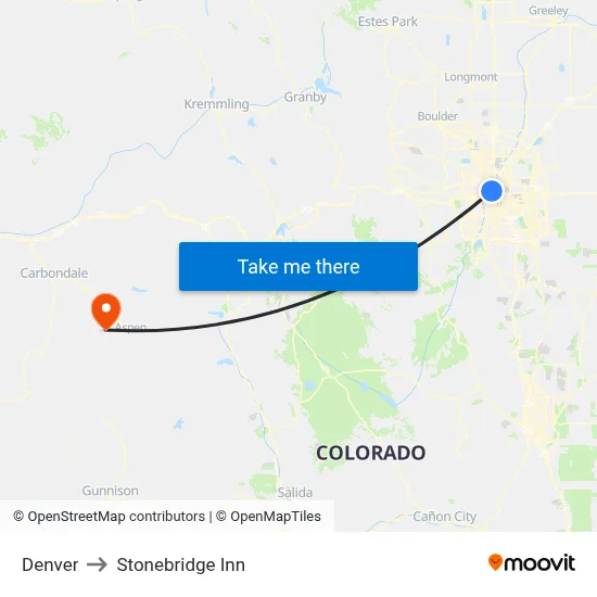 Denver to Stonebridge Inn map