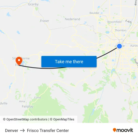 Denver to Frisco Transfer Center map
