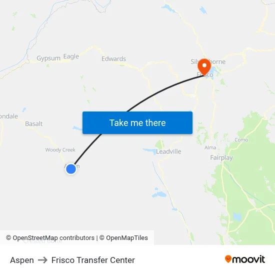Aspen to Frisco Transfer Center map