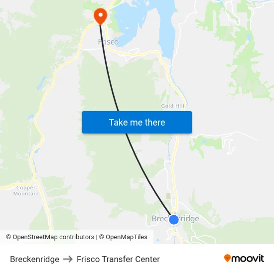 Breckenridge to Frisco Transfer Center map