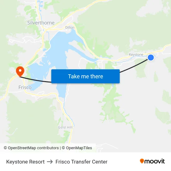 Keystone Resort to Frisco Transfer Center map