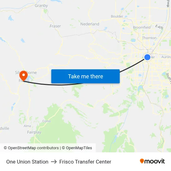 One Union Station to Frisco Transfer Center map