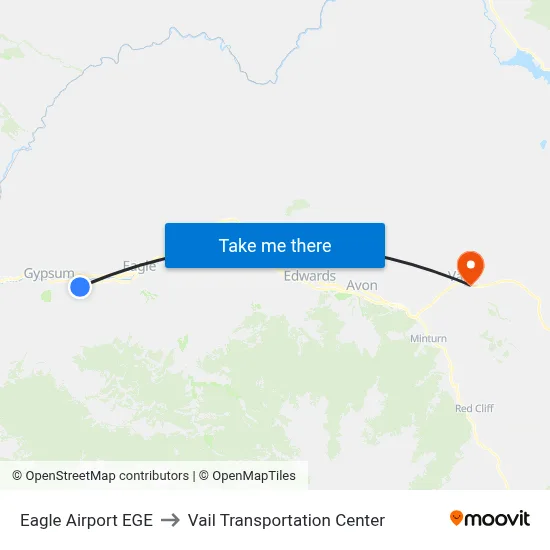 Eagle Airport EGE to Vail Transportation Center map