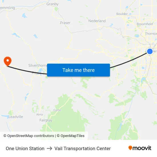 One Union Station to Vail Transportation Center map