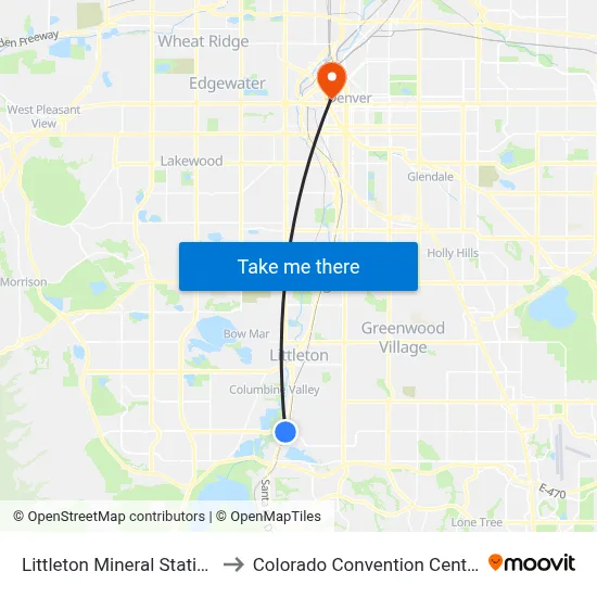 Littleton Mineral Station to Colorado Convention Center map