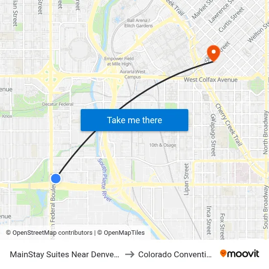 MainStay Suites Near Denver Downtown to Colorado Convention Center map