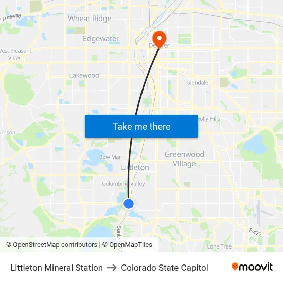 Littleton Mineral Station to Colorado State Capitol map