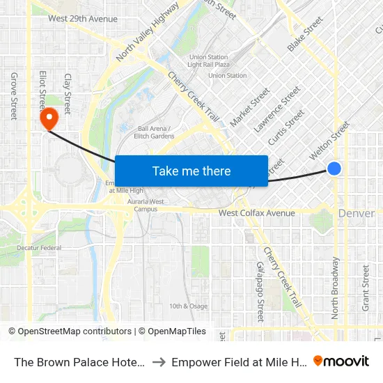The Brown Palace Hotel and Spa to Empower Field at Mile High-Lot H map