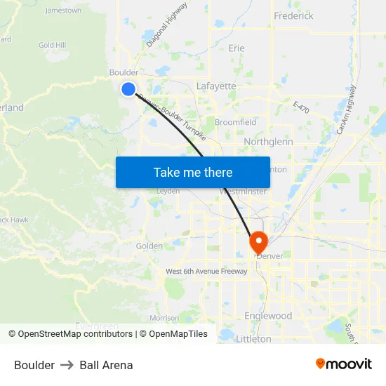 Boulder to Ball Arena map