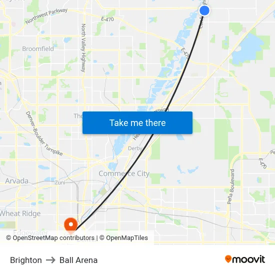 Brighton to Ball Arena map