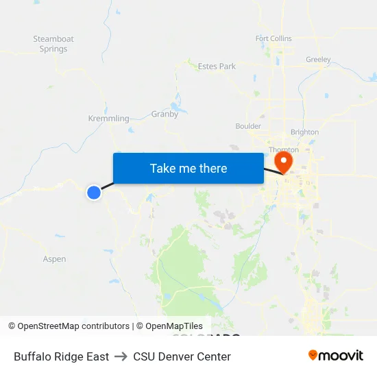 Buffalo Ridge East to CSU Denver Center map