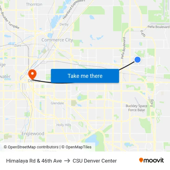 Himalaya Rd & 46th Ave to CSU Denver Center map