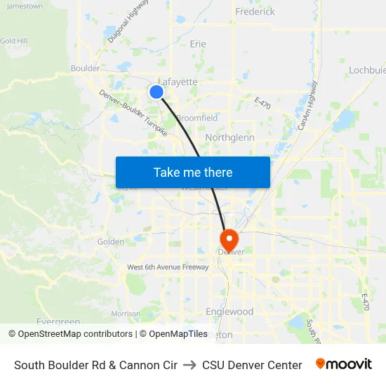 South Boulder Rd & Cannon Cir to CSU Denver Center map
