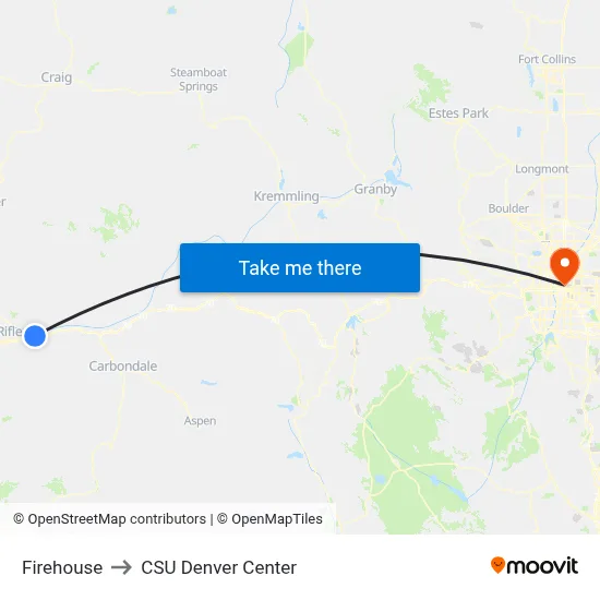 Firehouse to CSU Denver Center map