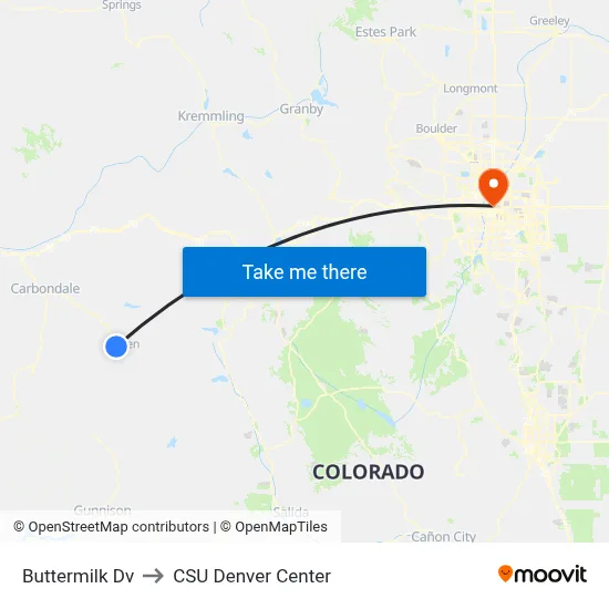 Buttermilk Dv to CSU Denver Center map