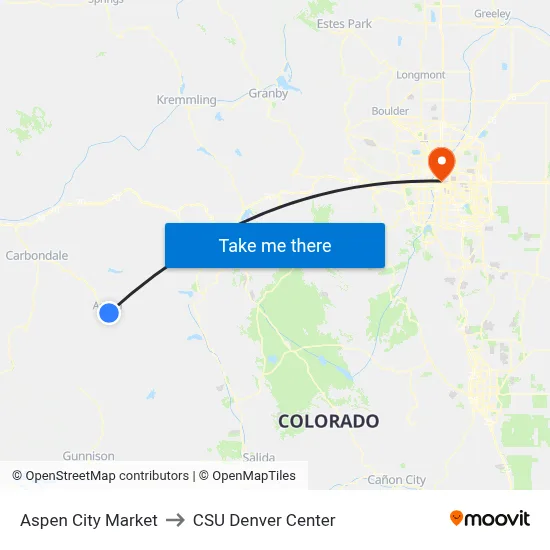 Aspen City Market to CSU Denver Center map