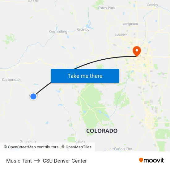 Music Tent to CSU Denver Center map