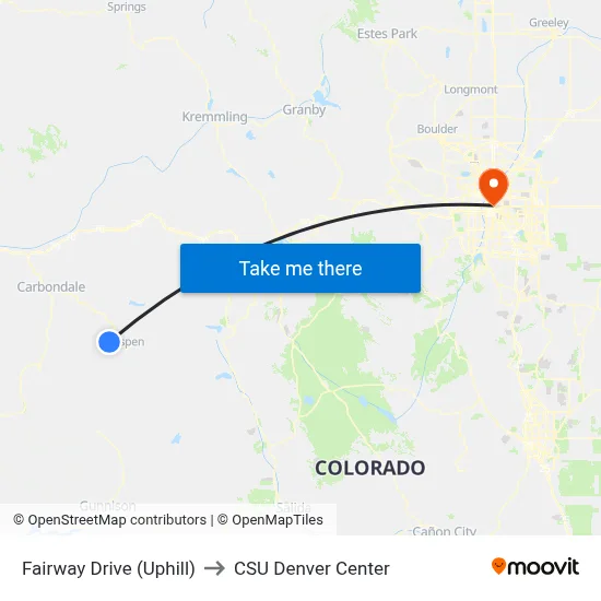 Fairway Drive (Uphill) to CSU Denver Center map