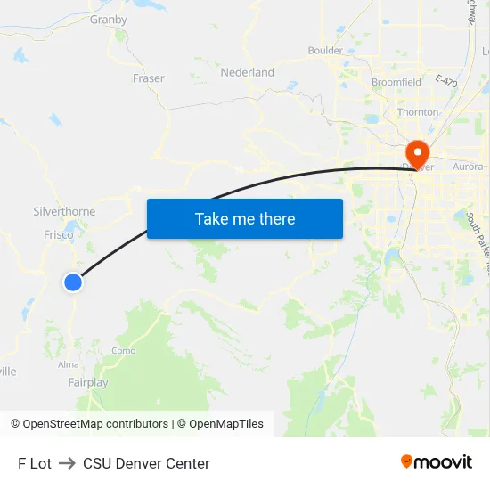 F Lot to CSU Denver Center map