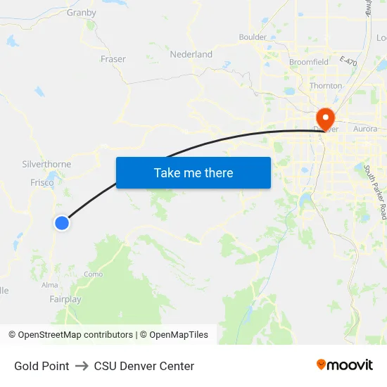 Gold Point to CSU Denver Center map