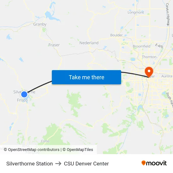 Silverthorne Station to CSU Denver Center map