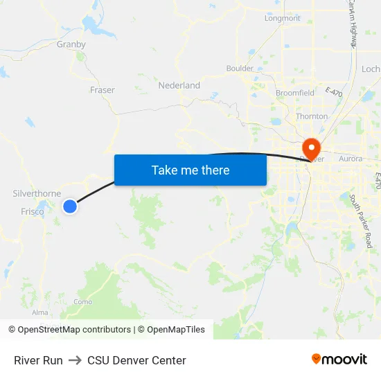 River Run to CSU Denver Center map