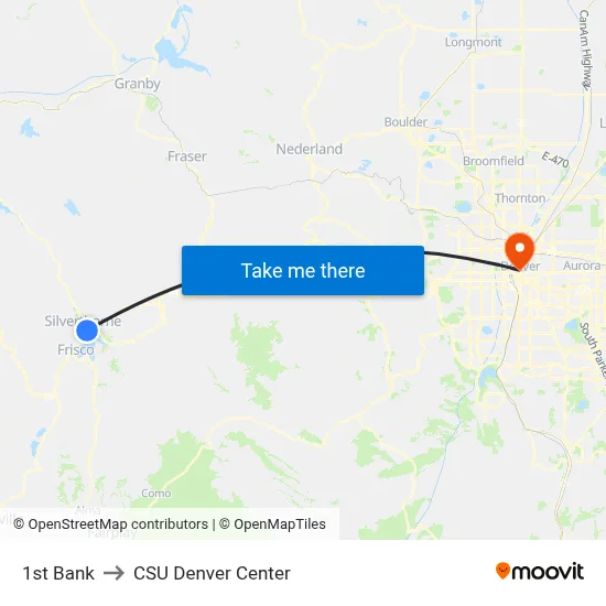 1st Bank to CSU Denver Center map
