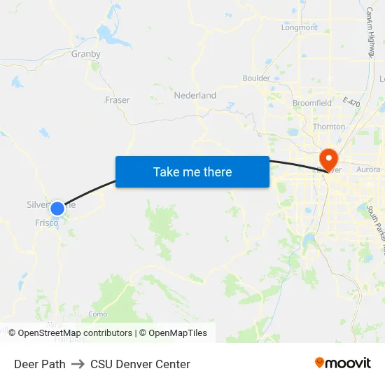 Deer Path to CSU Denver Center map