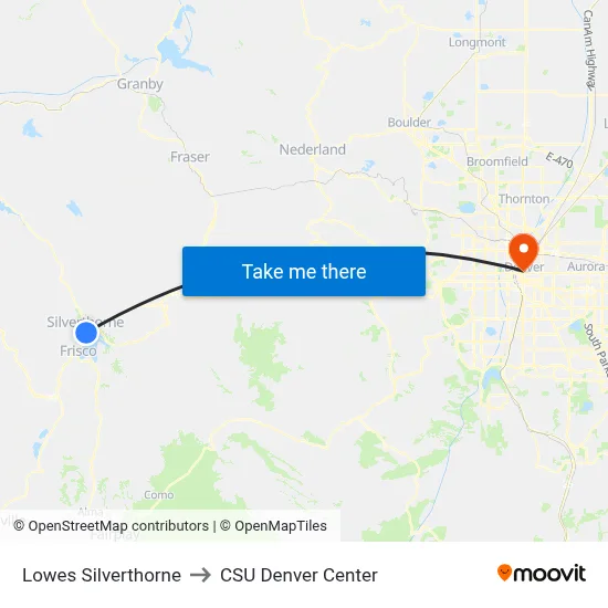 Lowes Silverthorne to CSU Denver Center map