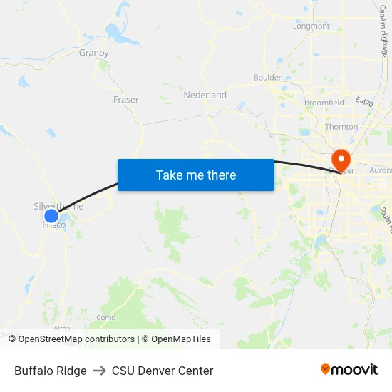 Buffalo Ridge to CSU Denver Center map