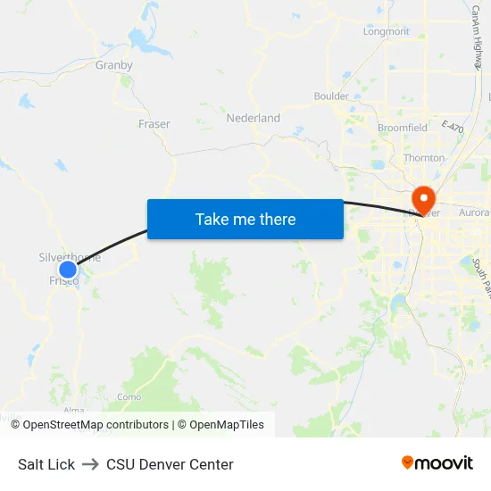 Salt Lick to CSU Denver Center map
