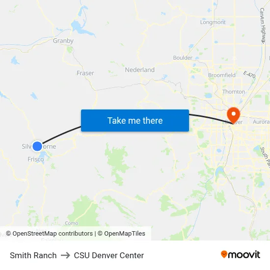 Smith Ranch to CSU Denver Center map