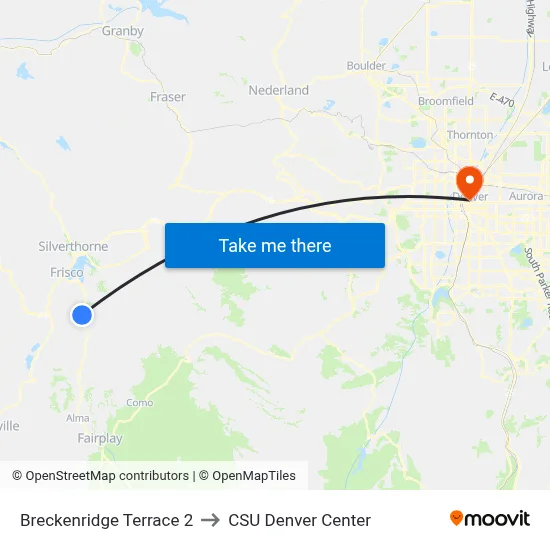 Breckenridge Terrace 2 to CSU Denver Center map