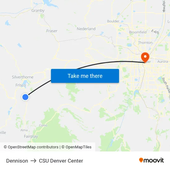 Dennison to CSU Denver Center map