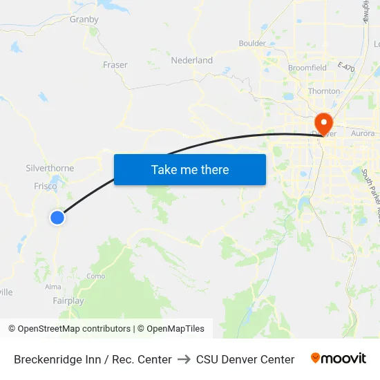 Breckenridge Inn /  Rec. Center to CSU Denver Center map