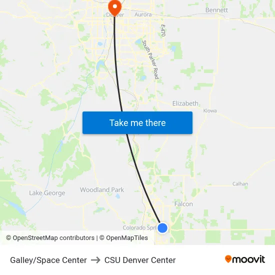 Galley/Space Center to CSU Denver Center map