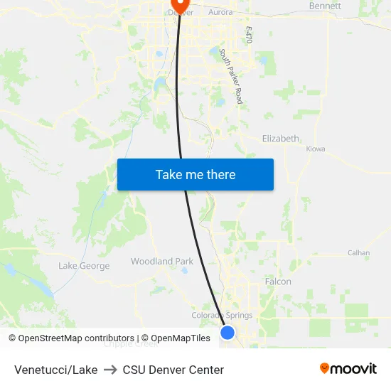Venetucci/Lake to CSU Denver Center map