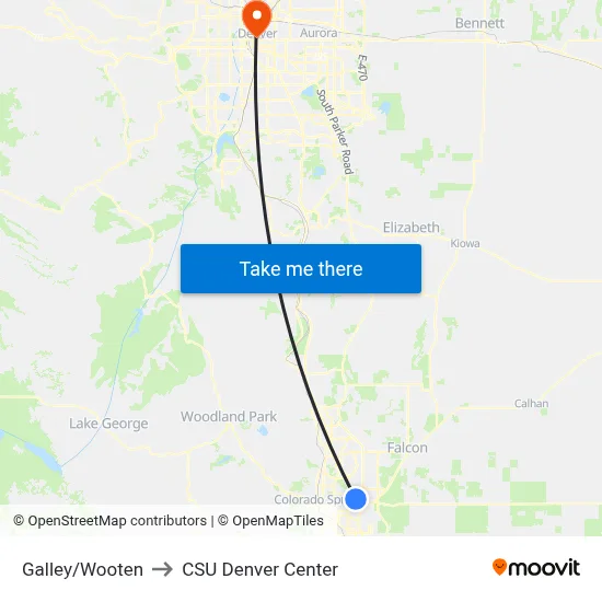 Galley/Wooten to CSU Denver Center map