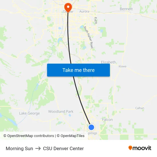 Morning Sun to CSU Denver Center map