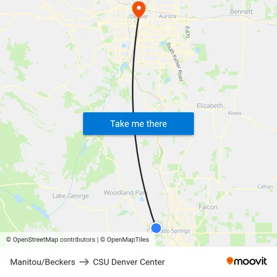 Manitou/Beckers to CSU Denver Center map
