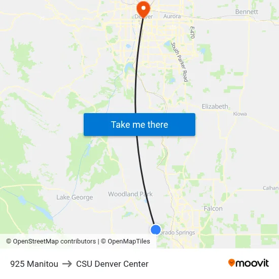 925 Manitou to CSU Denver Center map